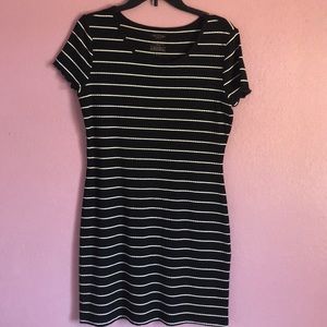 Black & white striped body on dress